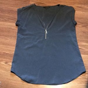 Express Blue Front Zip Blouse